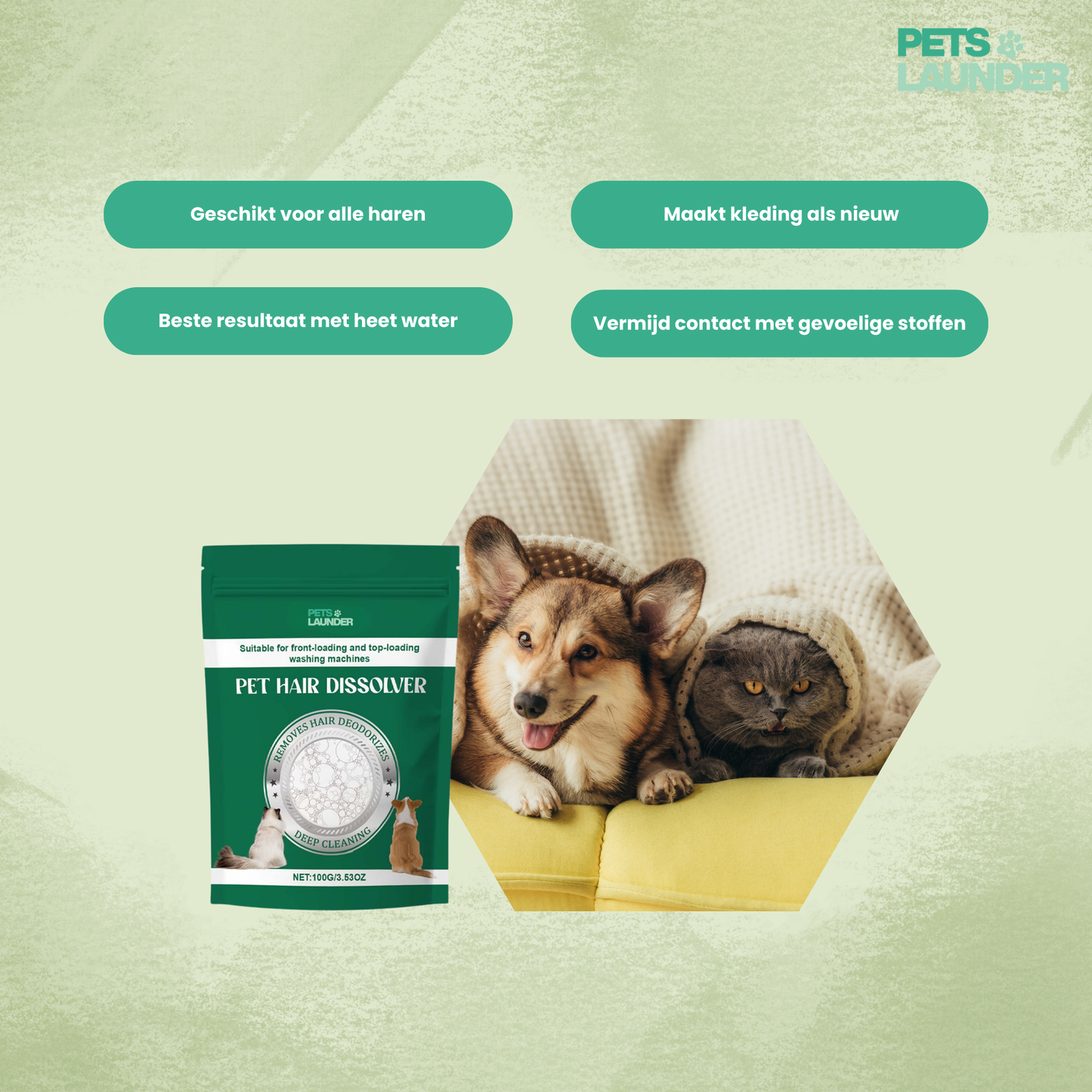 Huisdierhaar Oplosser voor de Was (2 Stuks) - Verwijdert Honden en Kattenhaar tijdens het Wassen